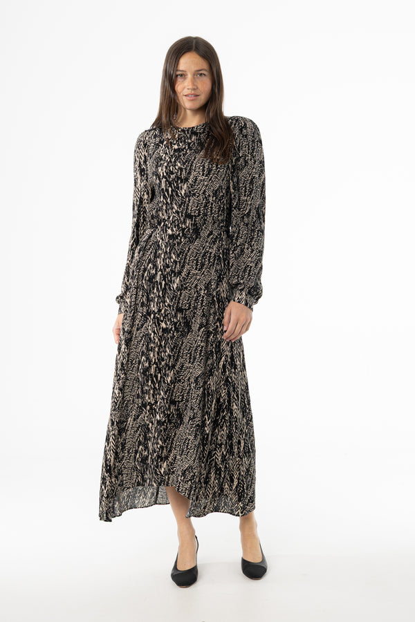 Black Multi Puff Shoulder Maxi Dress