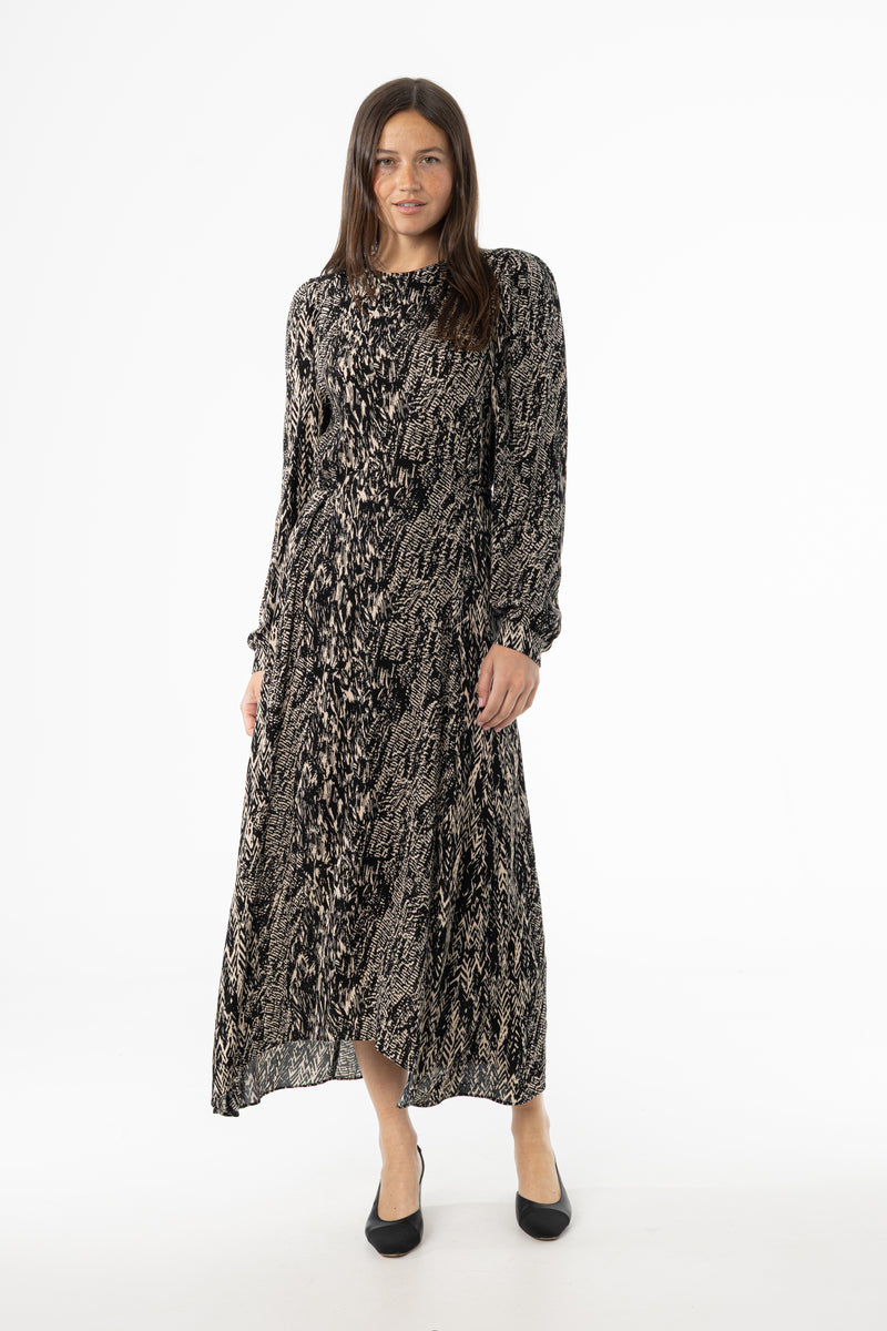 Black Multi Puff Shoulder Maxi Dress