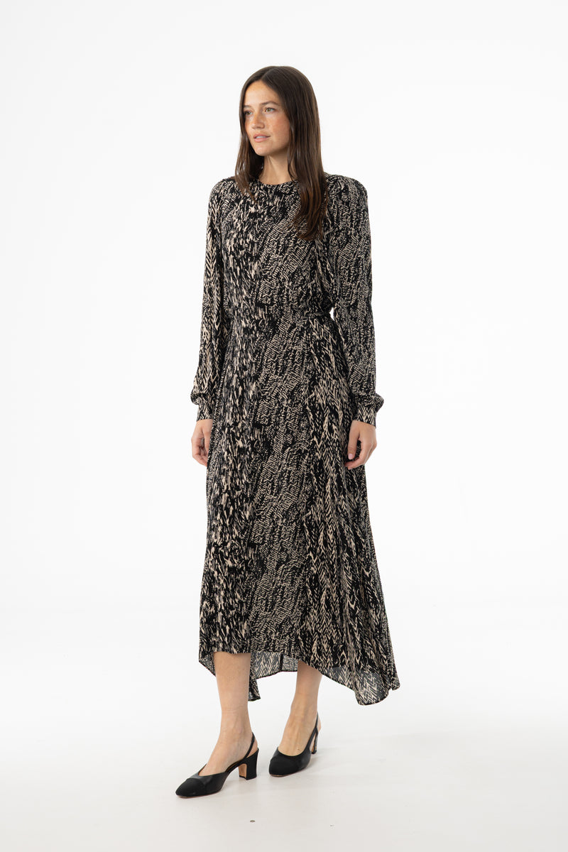 Black Multi Puff Shoulder Maxi Dress