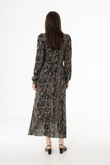 Black Multi Puff Shoulder Maxi Dress