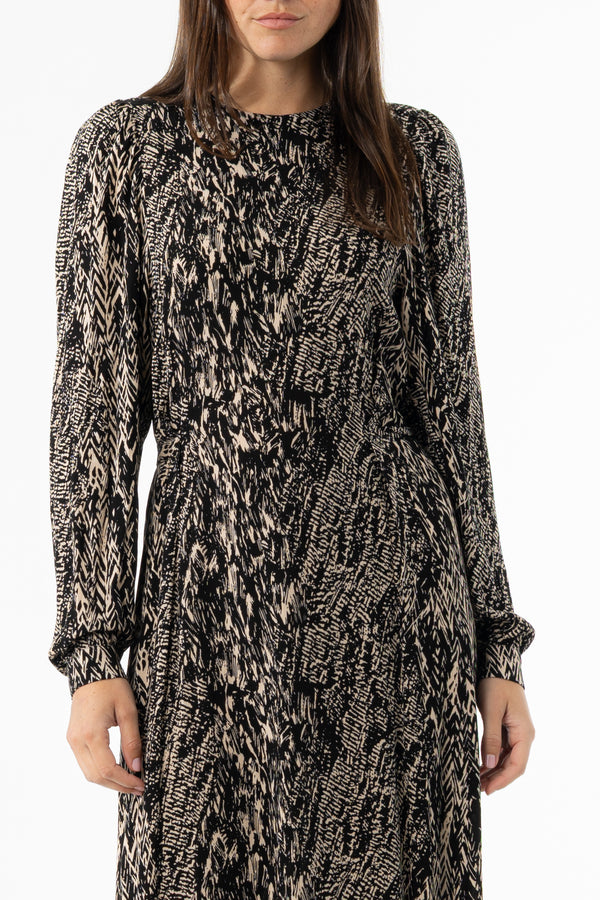 Black Multi Puff Shoulder Maxi Dress