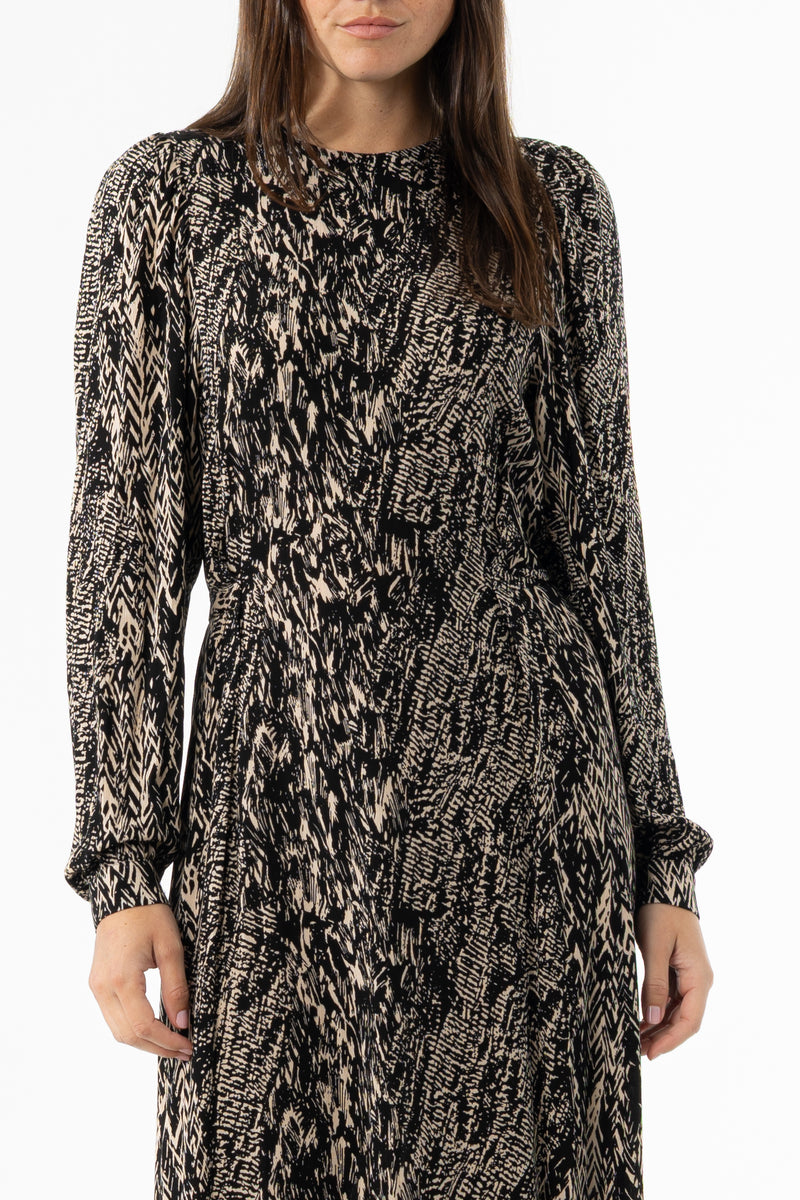 Black Multi Puff Shoulder Maxi Dress