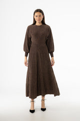 Bronze Shimmer Accordion Maxi Dress