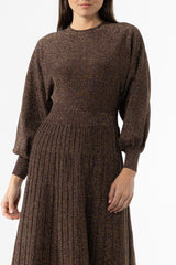 Bronze Shimmer Accordion Maxi Dress