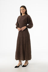 Bronze Shimmer Accordion Maxi Dress