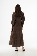 Bronze Shimmer Accordion Maxi Dress