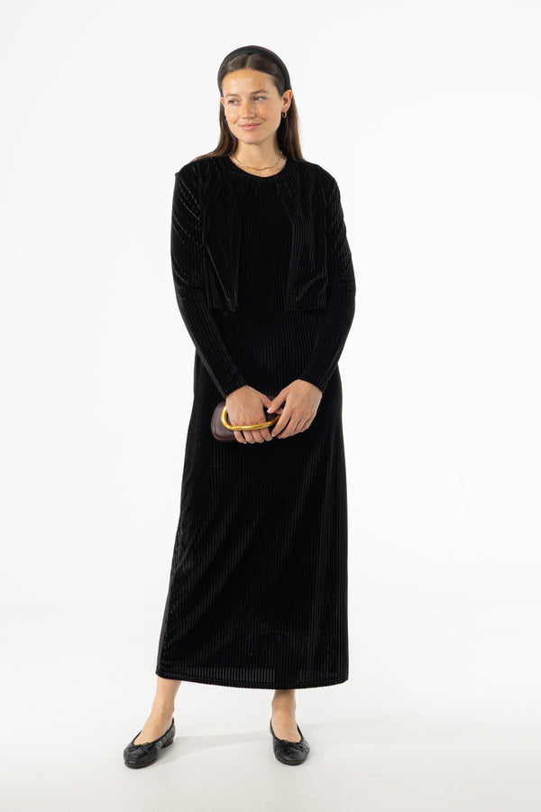 Black Ribbed Velour Jumper