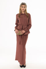 Dusty Rose Silk Feel Slip Skirt