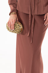 Dusty Rose Silk Feel Slip Skirt