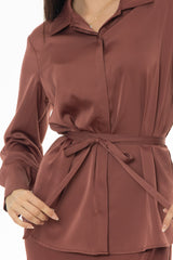 Dusty Rose Silk Feel Tie Top