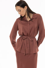Dusty Rose Silk Feel Tie Top