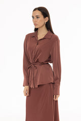 Dusty Rose Silk Feel Tie Top