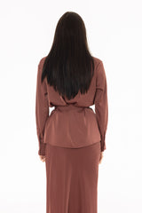 Dusty Rose Silk Feel Tie Top