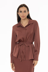 Dusty Rose Silk Feel Tie Top