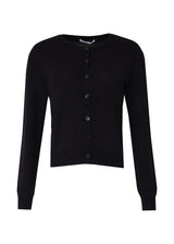 Black Fine Knit Round Neck Cardi