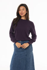 Eggplant Stitched Knit Sweater