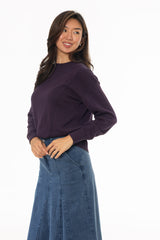 Eggplant Stitched Knit Sweater