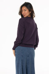Eggplant Stitched Knit Sweater