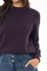 Eggplant Stitched Knit Sweater