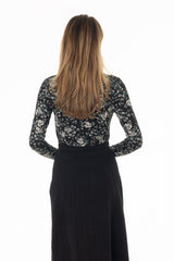 Floral Branch Printed Turtleneck Top