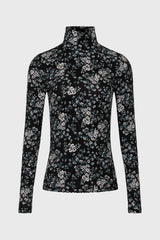 Floral Branch Printed Turtleneck Top