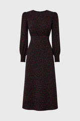 Black Micro Floral Printed Dress