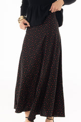 Black Micro Floral Printed Skirt