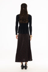 Black Micro Floral Printed Skirt