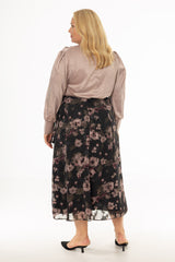 Floral Side Ruffle Skirt