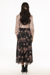 Floral Side Ruffle Skirt