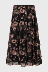 Floral Side Ruffle Skirt
