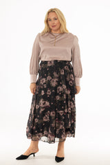 Floral Side Ruffle Skirt