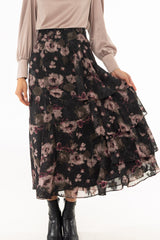 Floral Side Ruffle Skirt