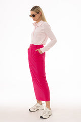 Fuchsia Basic Stretch Cotton Maxi Skirt