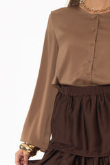 Gold Bell Sleeve Textured Blouse