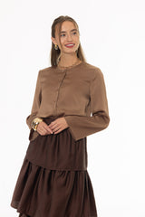 Gold Bell Sleeve Textured Blouse