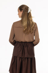 Gold Bell Sleeve Textured Blouse