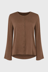 Gold Bell Sleeve Textured Blouse