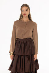 Gold Bell Sleeve Textured Blouse