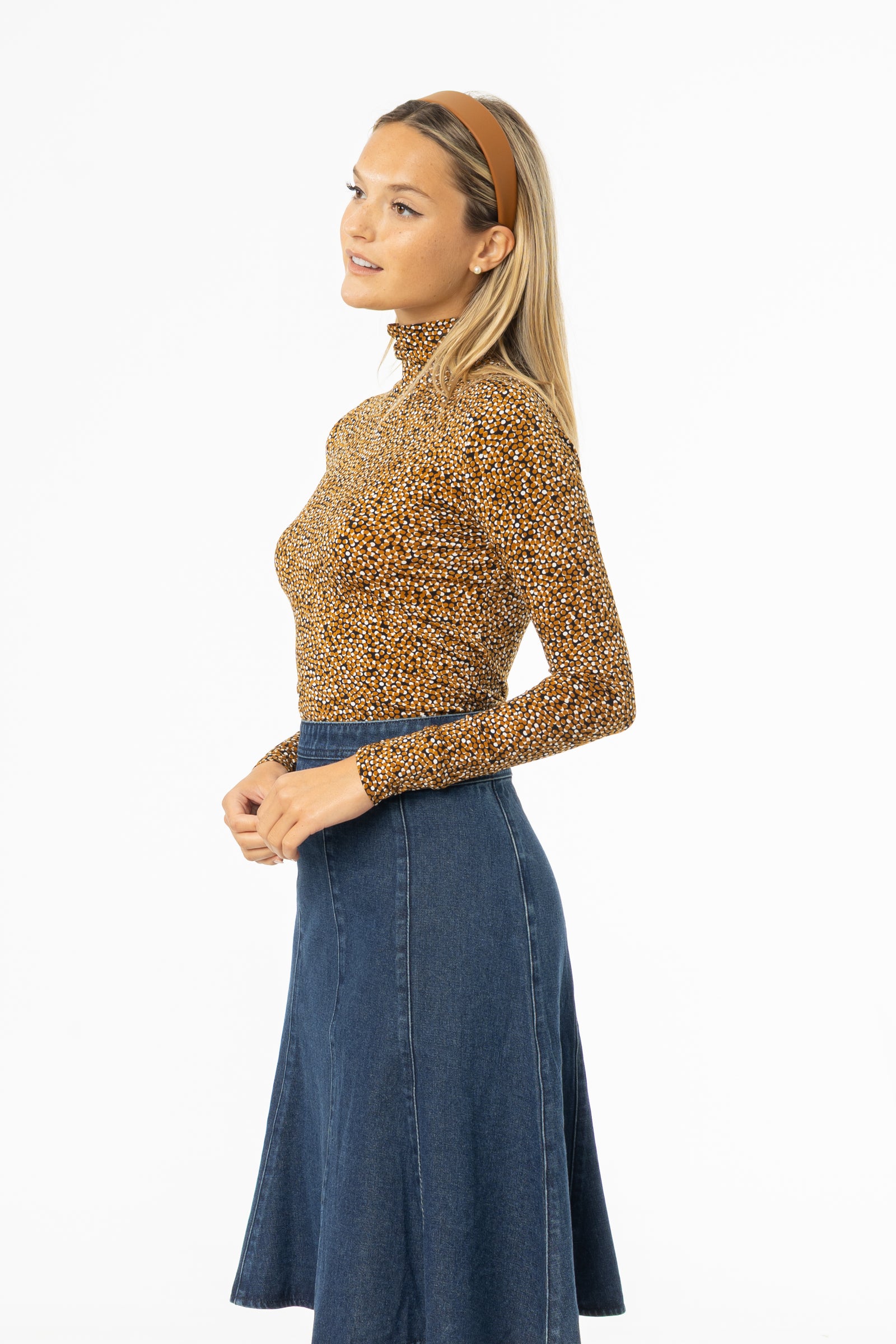 Gold Dotted Printed Turtleneck – BLANK - Main Image