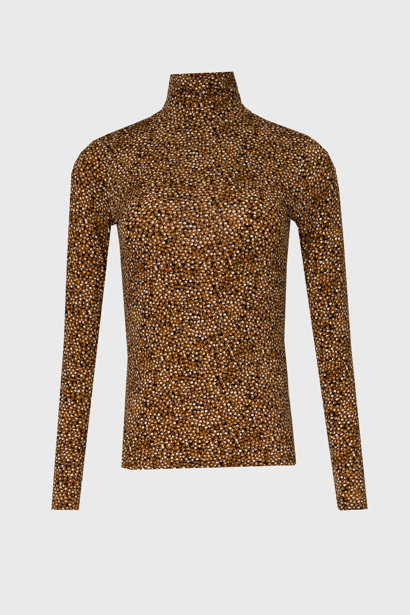 Gold Dotted Printed Turtleneck