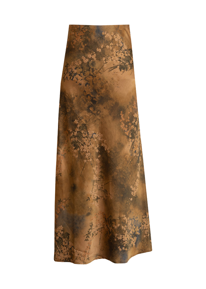 Gold Floral Silk Skirt