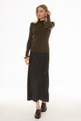 Green Chevron Printed Slip Skirt