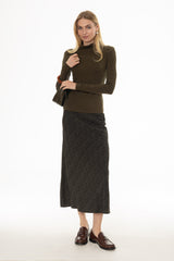 Green Chevron Printed Slip Skirt