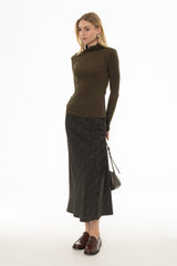Green Chevron Printed Slip Skirt