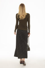 Green Chevron Printed Slip Skirt