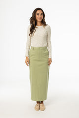Matcha Stretch Cotton Maxi Skirt