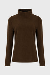 Green Corduroy Boat Mock Neck Top