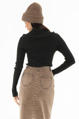 Green Cowl Neck Knit Sweater