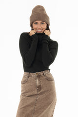 Green Cowl Neck Knit Sweater